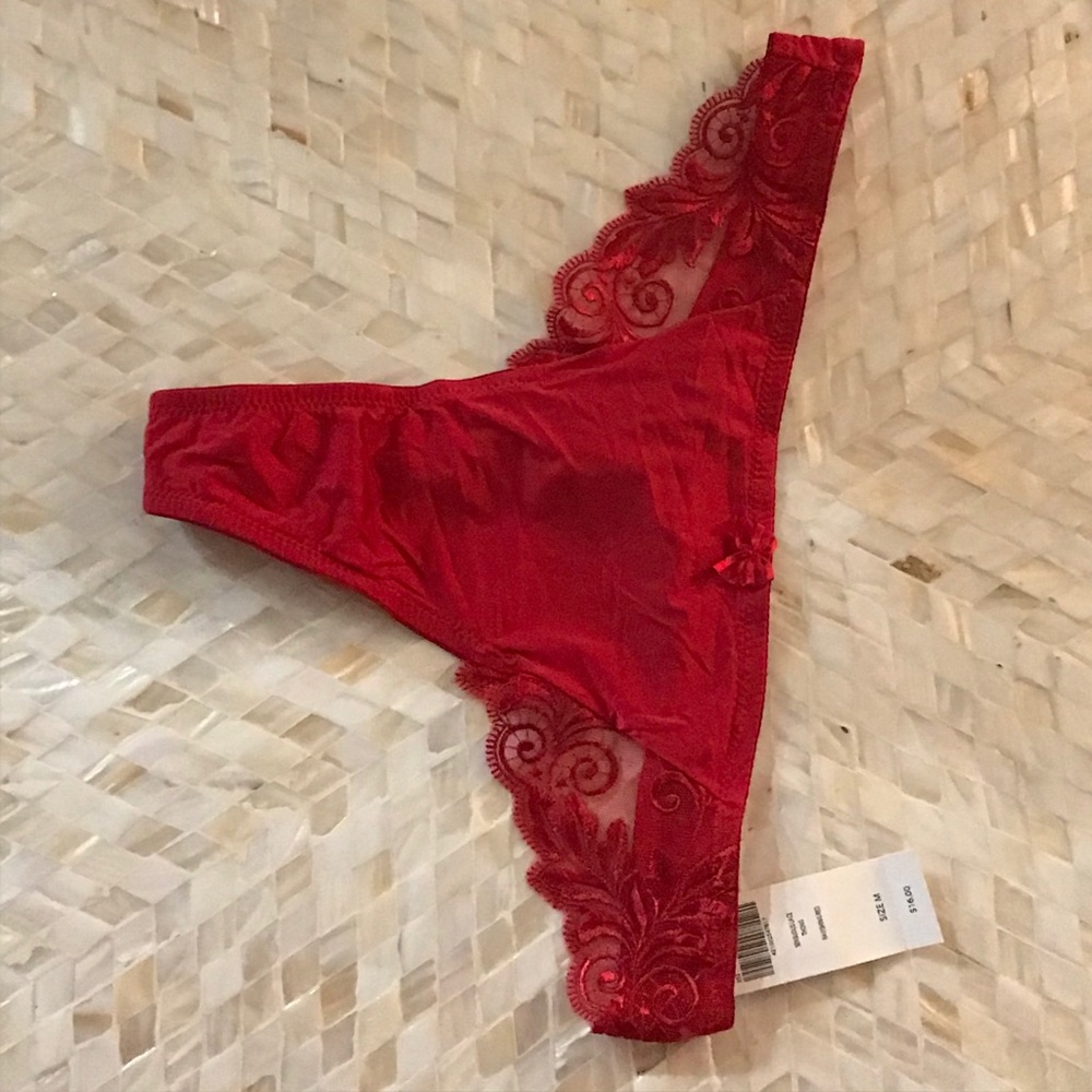 Red lace thongs